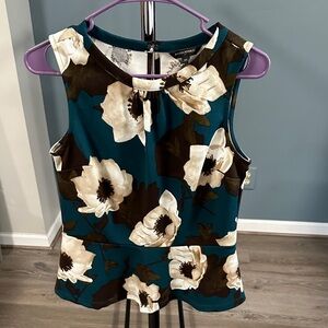 Banana Republic Floral Sleeveless Blouse - Teal and Brown